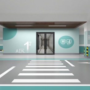 现代地下车库3D模型下载